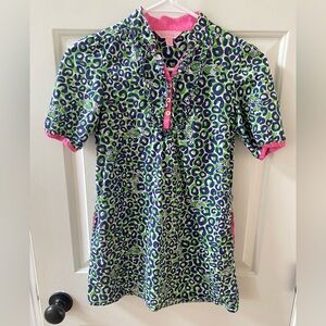 Lilly Pulitzer Green and Blue Leopard Print Dress